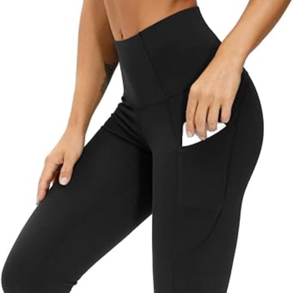 Thick High Waist Yoga Pants with Pockets, Tummy Control Workout Running Yoga
